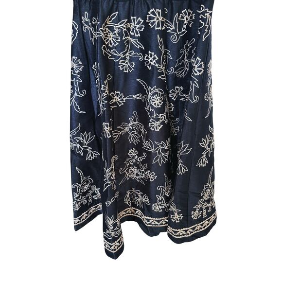 Eshakti Jersey Knit Embroidery Dupioni Dress Black Gold Floral Size 10 Old Money - Picture 6 of 12